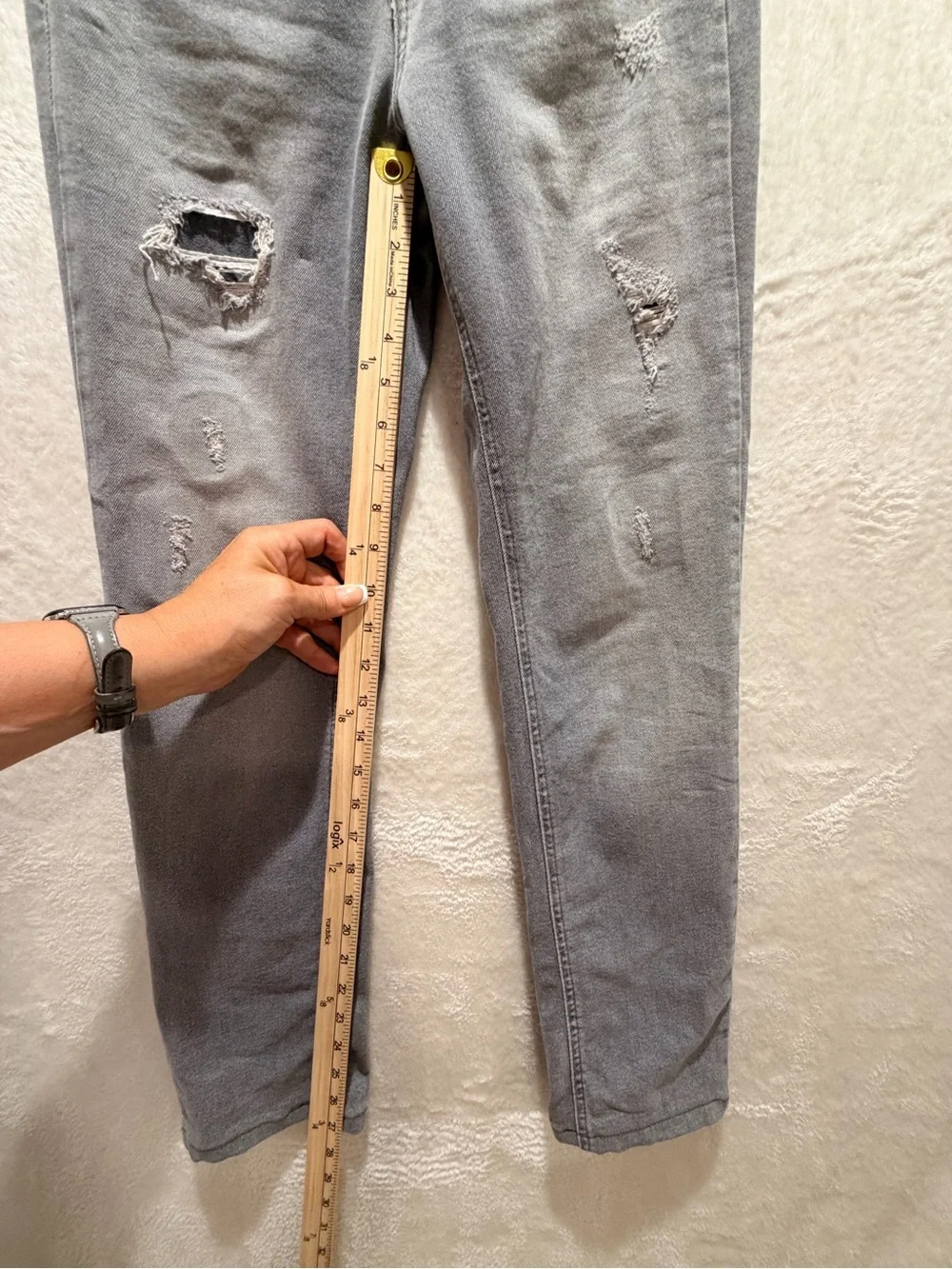 MAC Angela Gray Distressed Skinny Jeans 34/32 Premium European Denim